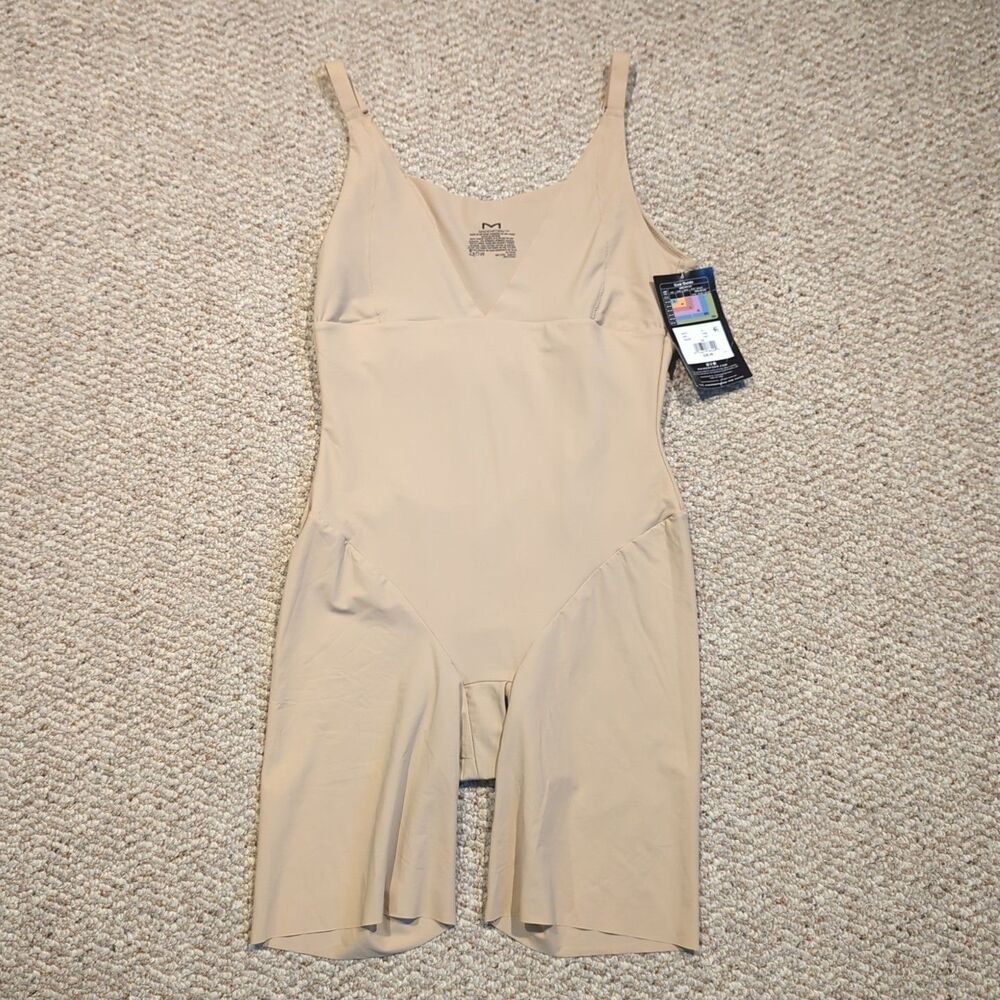 Maidenform Open Bust Body Shaper Firm Control Shapewear Bodysuit Beige Size XL